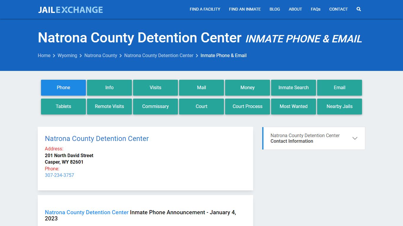 Inmate Phone - Natrona County Detention Center, WY - Jail Exchange